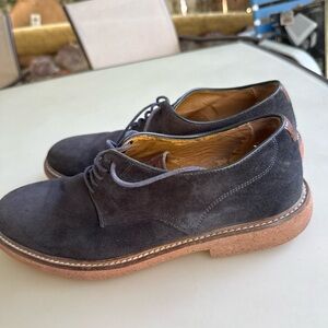 Massimo Dutti Charcoal Suede Derby Shoes with Tan Crepe Sole